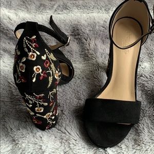 Floral Embroidered Heels